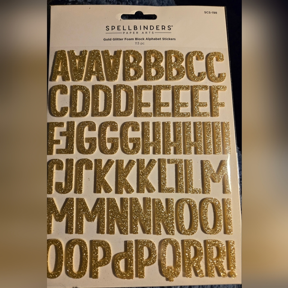 Spellbinders Gold Glitter Alphabet Stickers and Birthday Celebration Stickers